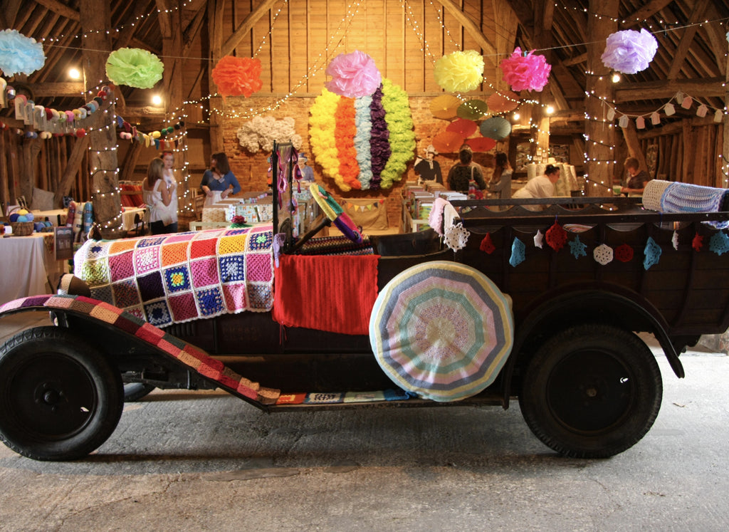 The Creation of Hilly Billy The Vintage Citroen - Yarn Bombing at Emma's Fabric Studio Open Day July 2014